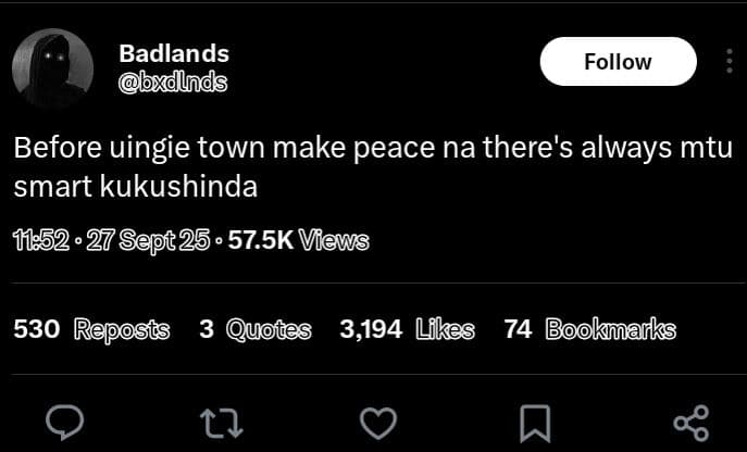 Badlands bxdlnds follow before uingie town make peace na there's always mtu smar