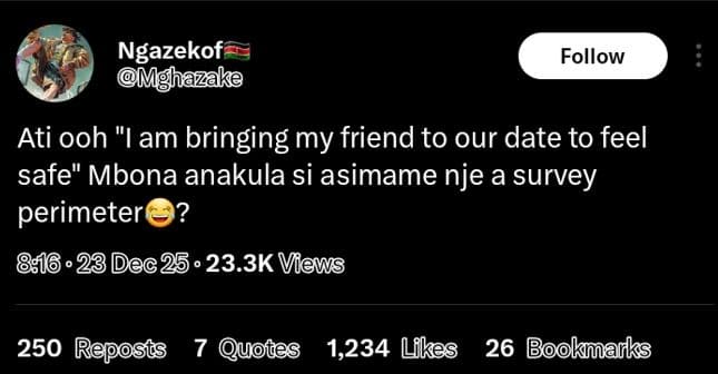 Ngazekof mghazake follow ati ooh am bringing my friend to our date to feel safe