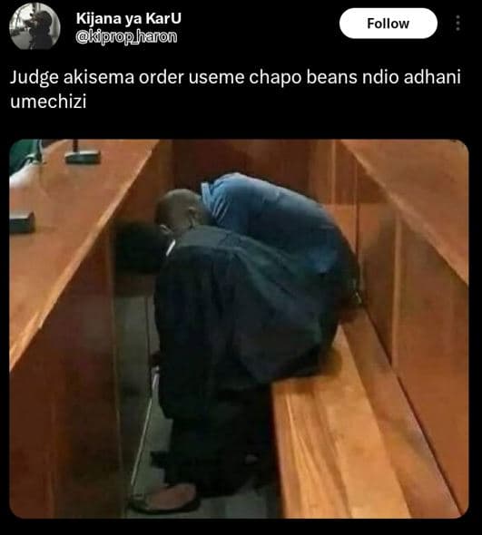 Kijana ya karu kiprop_haron follow judge akisema order useme chapo beans ndio ad