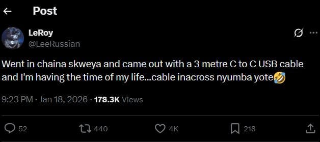 Post leroy leerussian went in chaina skweya and came out with a 3 metre c to c u