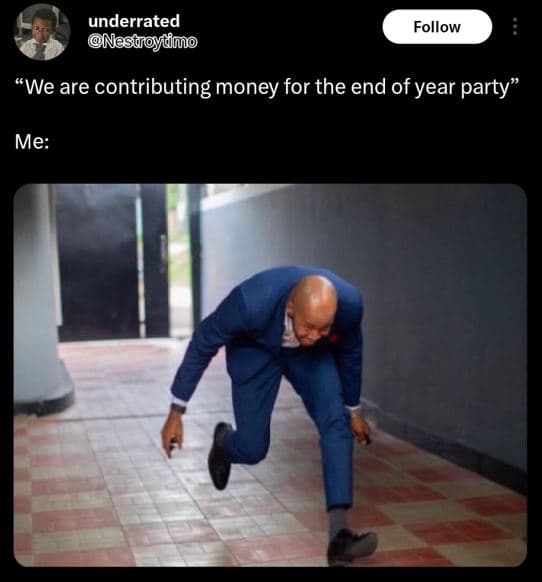 Underrated nasaioydmo follow we are contributing money for the end of year party