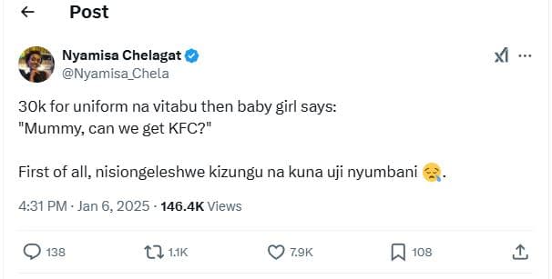 Post nyamisa chelagat nyamisa_chela 3ok for uniform na vitabu then baby girl say