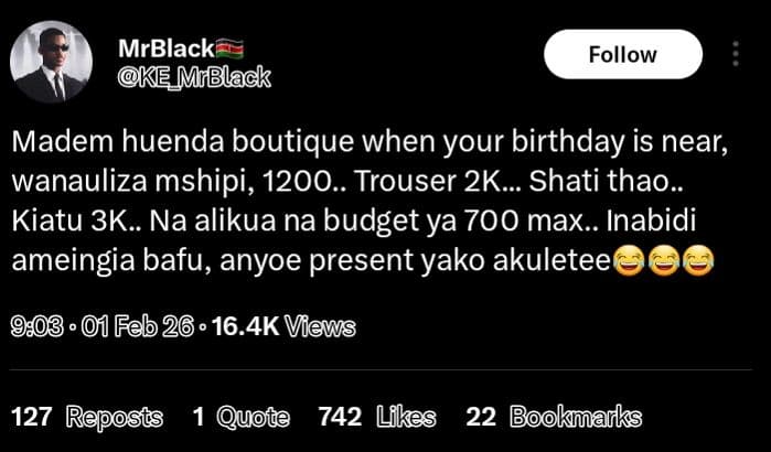 Mrblack ke mrblack follow madem huenda boutique when your birthday is near wanau