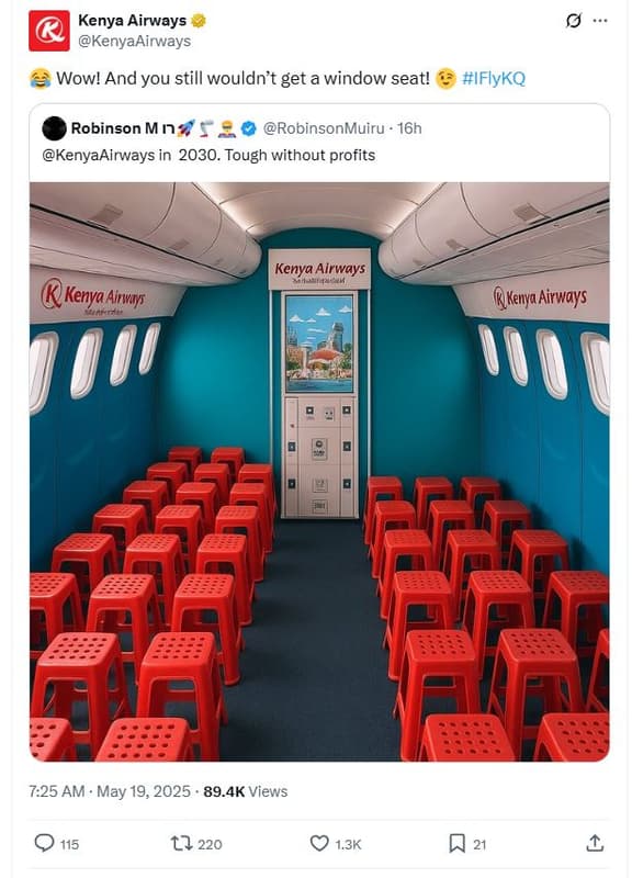 Kenya airways kenyaairways wow! and you still wouldn't get a window seat! iflykq