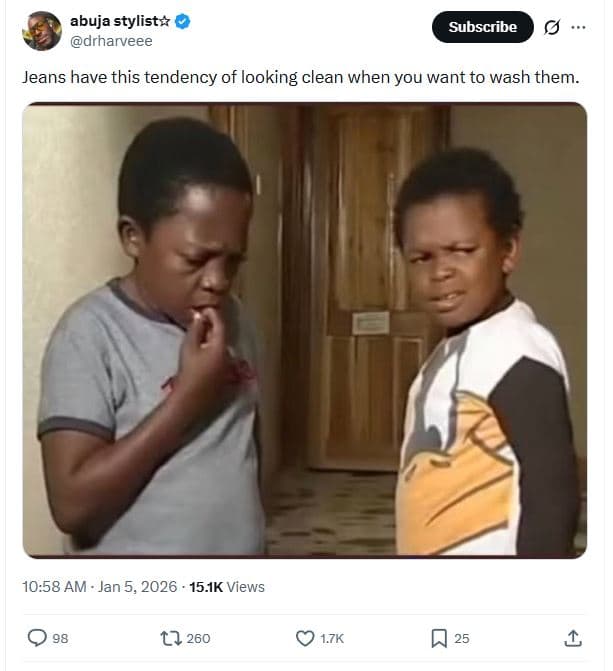 Abuja stylistz drharveee subscribe jeans have this tendency of looking clean whe