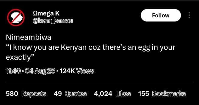 Omega k kenn_kamau follow nimeambiwa 1know you are kenyan coz there's an egg in