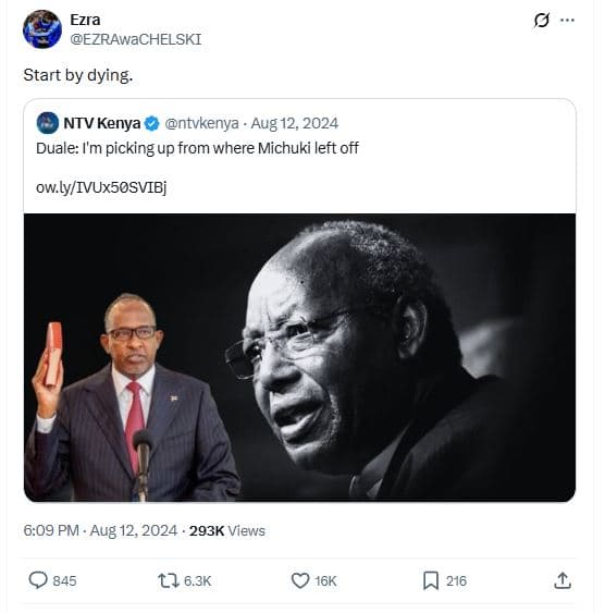 Ezra ezrawachelski start by dying. ntv kenya ntvkenya aug 12, duale im picking u