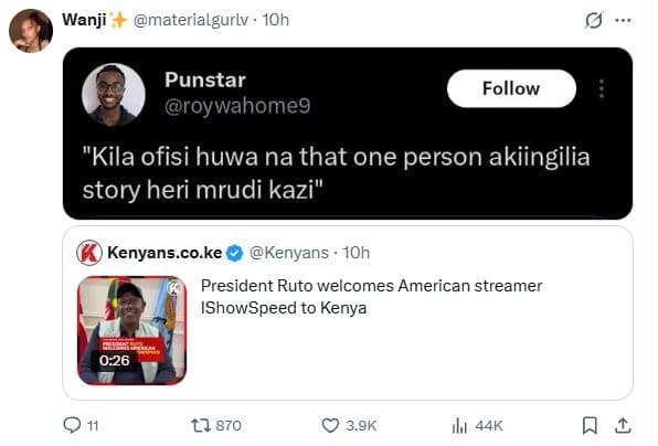 Wanji materialgurlv 1oh punstar roywahomeg follow 'kila ofisi huwa na that one p