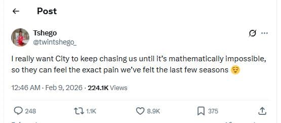 Post tshego twintshego 1really want city to keep chasing us until its mathematic