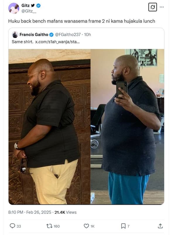 Gitz gitz huku back bench mafans wanasema frame 2 ni kama hujakula lunch francis