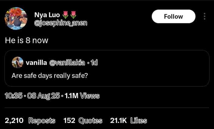 Nya luo hineaen follow he is 8 now vanilla vanillakia 1d are safe days really sa