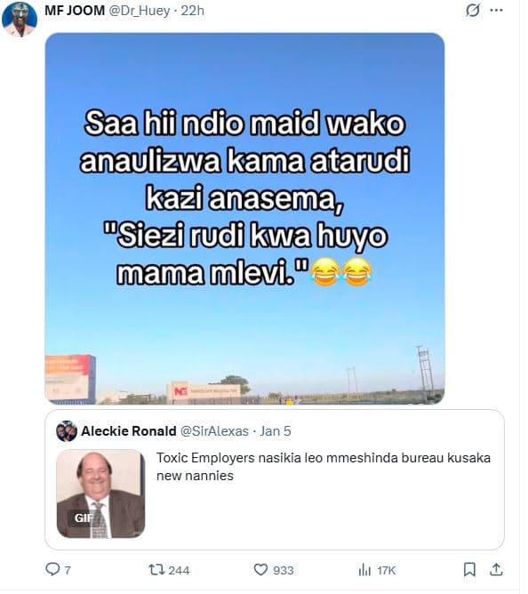 Mf joom dr_huey 22h saahii ndiomaidwako anaulizwakamaatarudi kazianasema siezi r