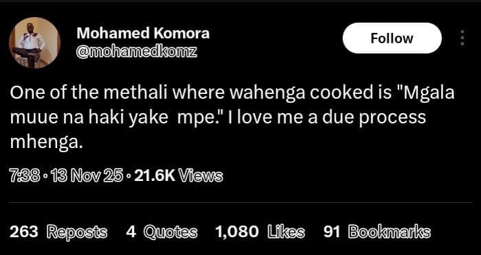 Mohamed komora mohamedkonz follow one of the methali where wahenga cooked is mga