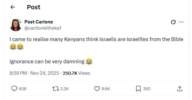 Post post carlone carltonkithekal came to realise many kenyans think israelis ar