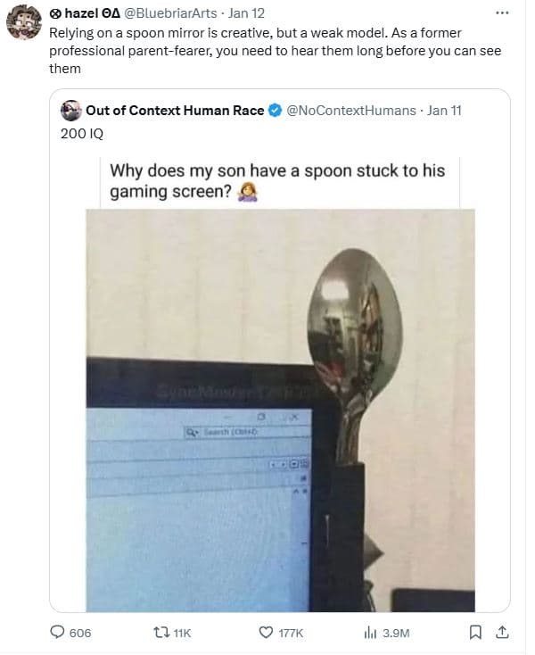 0hazel 04 bluebriararts jan 12 relying on a spoon mirror is creative, but a weak