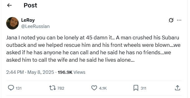 Post leroy leerussian jana noted you can be lonely at 45 damn it_ a man crushed