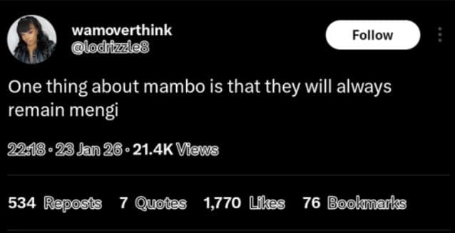 Wamoverthink lodiizzle8 follow one thing about mambo is that they will always re