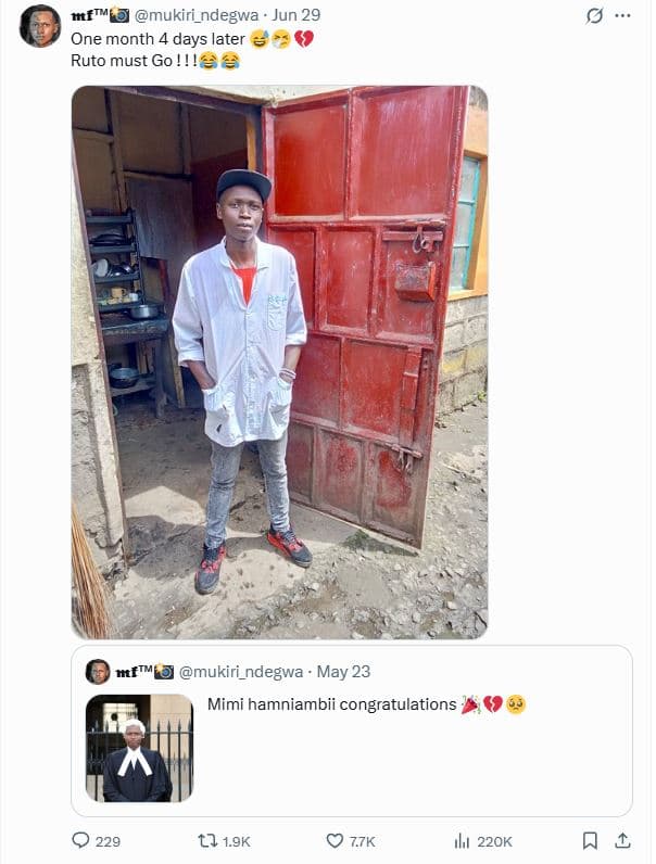 Mtftm mukiri_ndegwa jun 29 one month 4 days later ruto must go ! ! ! mtftm mukir