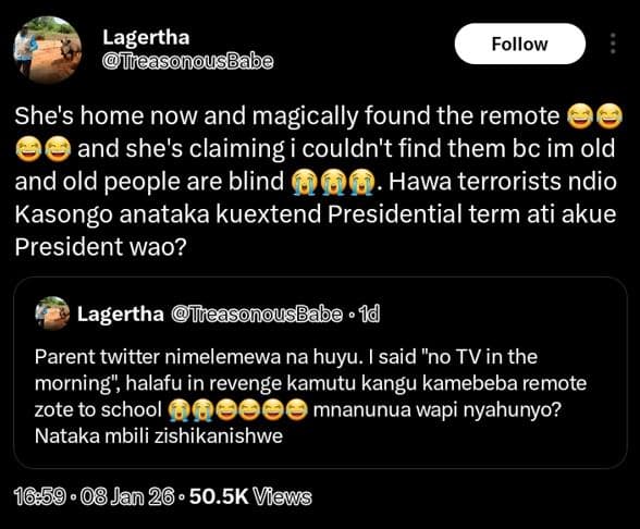 Lagertha ufoasonousbabo follow she's home now and magically found the remote and