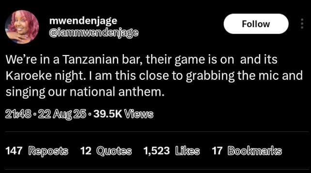 Mwendenjage ammwendenje follow we're in a tanzanian bar, their game is on andits