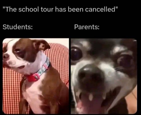 The school tour has been cancelled students parents