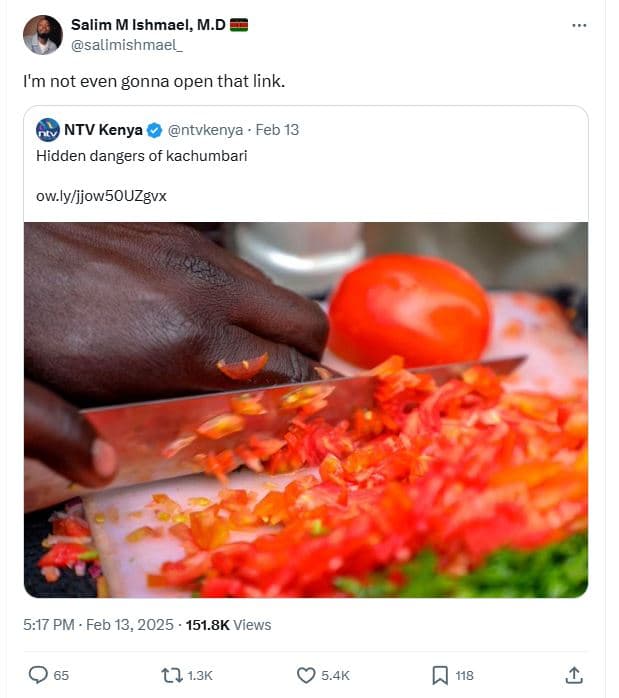 Salim m ishmael, m.de salimishmael im not even gonna open that link. ntv kenya n