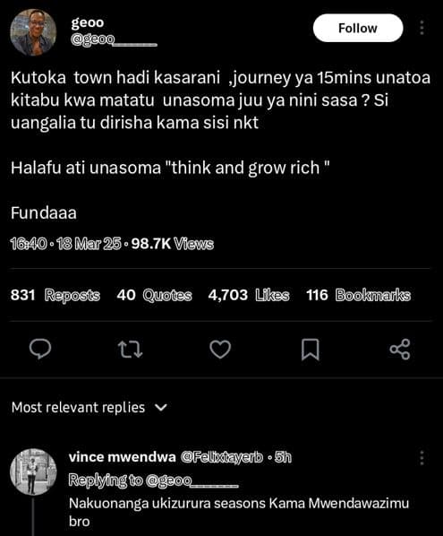 Geoo g80 follow kutoka town hadi kasarani ,journey ya 15mins unatoa kitabu kwa m