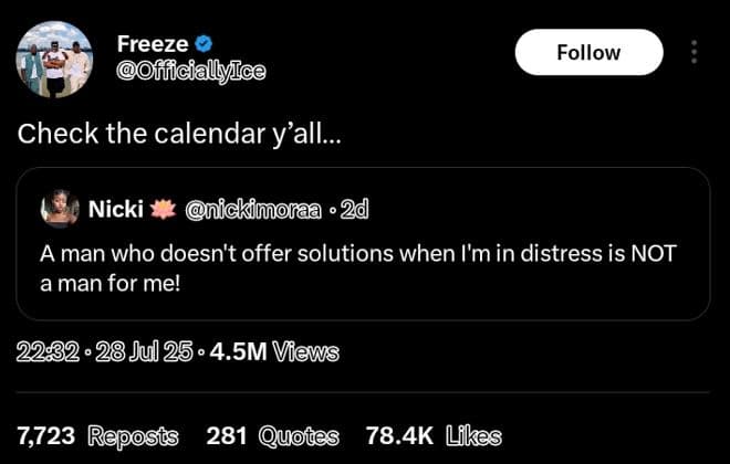 Freeze officiallyice follow check the calendar y'all . nicki nickimoraa 2q aman