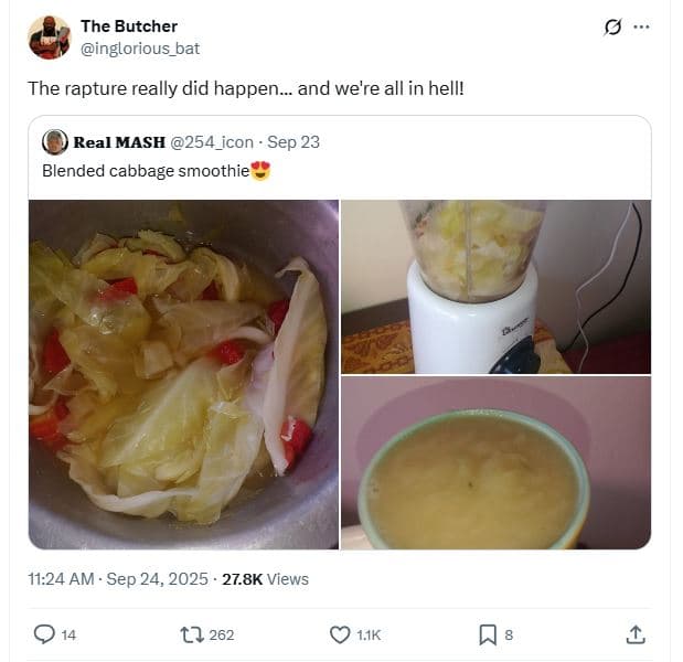 The butcher inglorious_bat the rapture really did happen and we're all in hell!