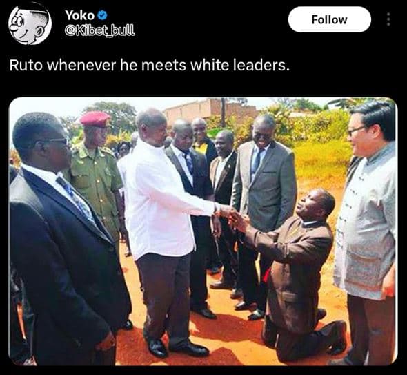 Yoko kibet_bull follow ruto whenever he meets white leaders.