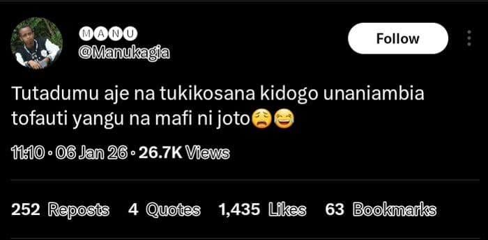 0 manukagia follow tutadumu aje na tukikosana kidogo unaniambia tofauti yangu na