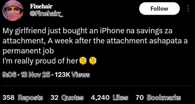 Finebair finehainz follow my girlfriend just bought an iphone na savings za atta