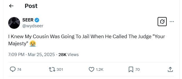 Post seer wydseer 1 knew my cousin was going to jail when he called the judge yo