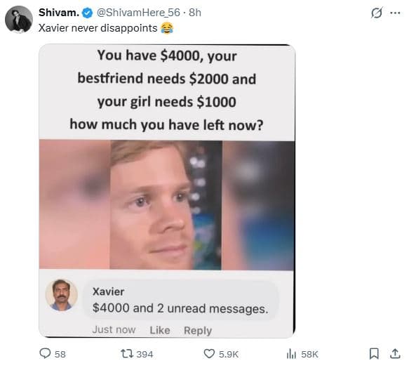 Shivam shivamhere_56 8h xavier never disappoints you have , your bestfriend need