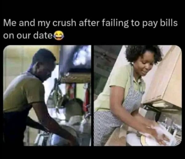 Me and my crush after failing to pay bills on our date