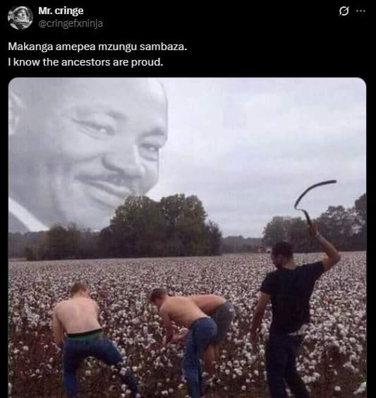 Mr. cringe cringerxninja makanga amepea mzungu sambaza. know the ancestors are p