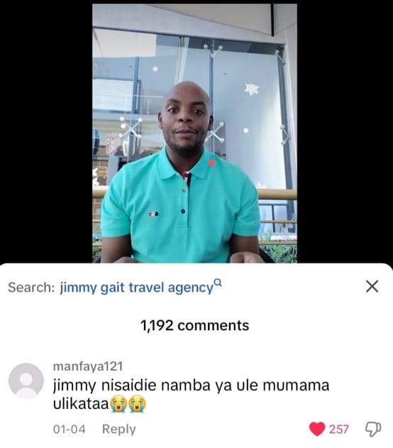 Search jimmy gait travel agency 1,192 comments manfaya121 jimmy nisaidie namba y