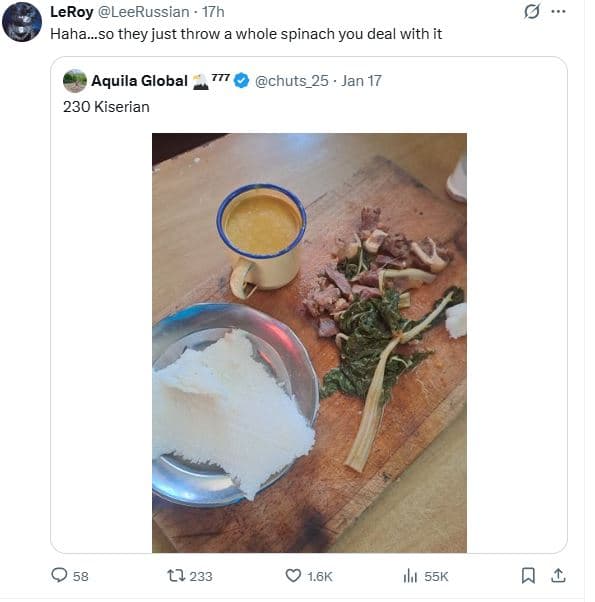 Leroy leerussian 17h haha.so they just throw whol spinach you deal with it aquil