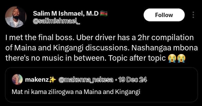Salim m ishmael, m.d salfmishmmael follow met the final boss. uber driver has a