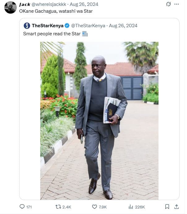 Jack whereisjackkk aug 26, okane gachagua watashi wa star thestarkenya thestarke