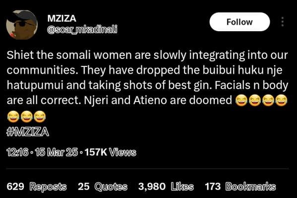 Mziza pscarmkadinal follow shiet the somali women are slowly integrating into ou