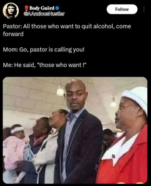 Body guärd aandouskusder follow pastor all those who want to quit alcohol, come