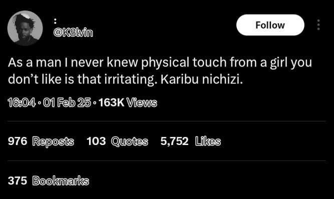 Follow k8lvin as a man i never knew physical touch from a girl you don't like is