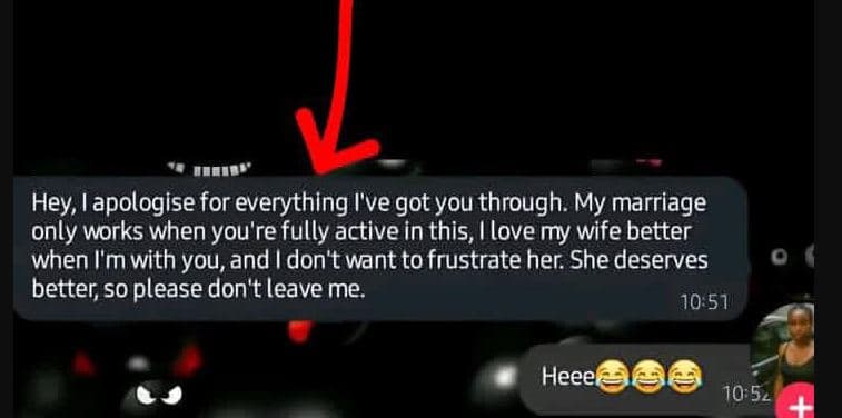 Hey ! iapologise for everything i've got you through. my marriage only works whe