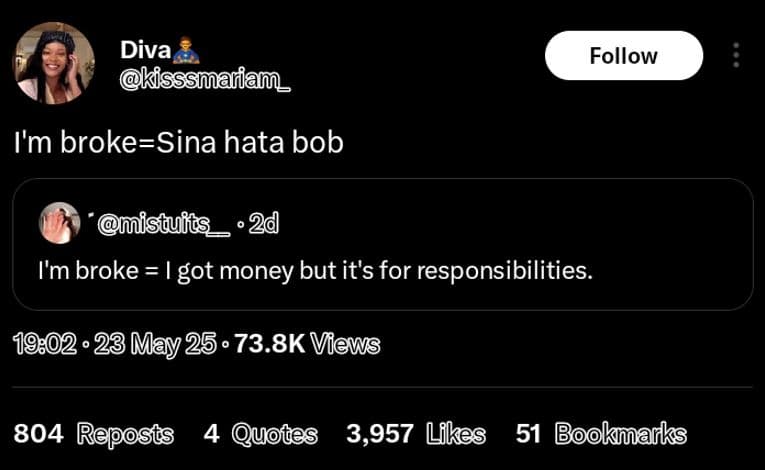 Diva kisssmarial_ follow i'm brokesina hata bob mmisquits 2q im broke i got mone