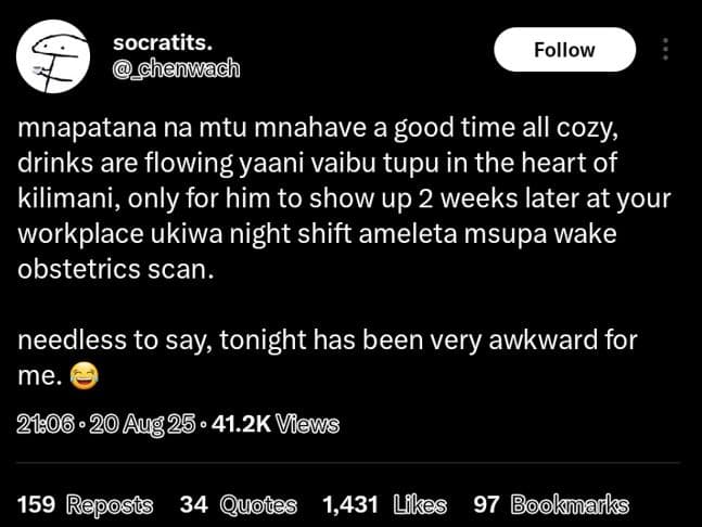 Socratits. chenwach follow mnapatana na mtu mnahave a good time all cozy drinks