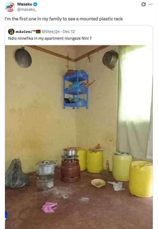 Masaku masaku_ 1m the first one in my family to see a mounted plastic rack mkolo