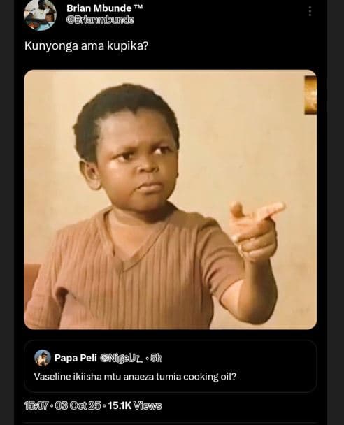 Brian mbunde bifanubunde kunyonga ama kupika? papa peli nigsur 5h vaseline ikiis