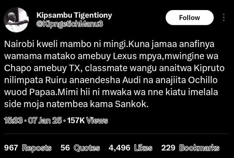 Kipsambu tigentiony kipngedchmanug follow nairobi kweli mambo ni mingi kuna jama