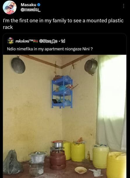 Masaku asaku im the first one in my family to see a mounted plastic rack mkoloni